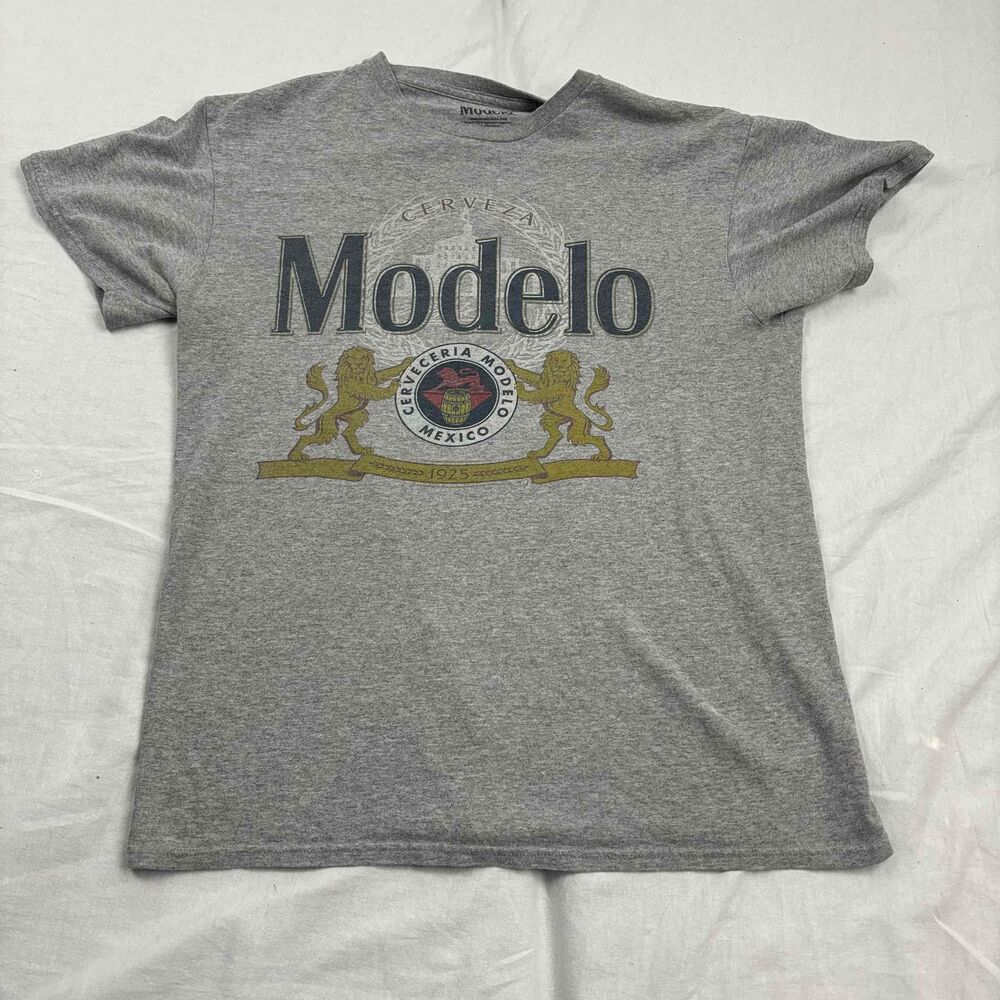 Modelo Beer Mexico Unisex T-Shirt Heather Grey Crew Neck Short Sleeves Graphic M